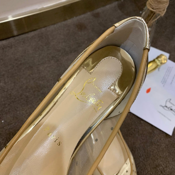 CL Follies Strass Flats Mesh Leather Gold