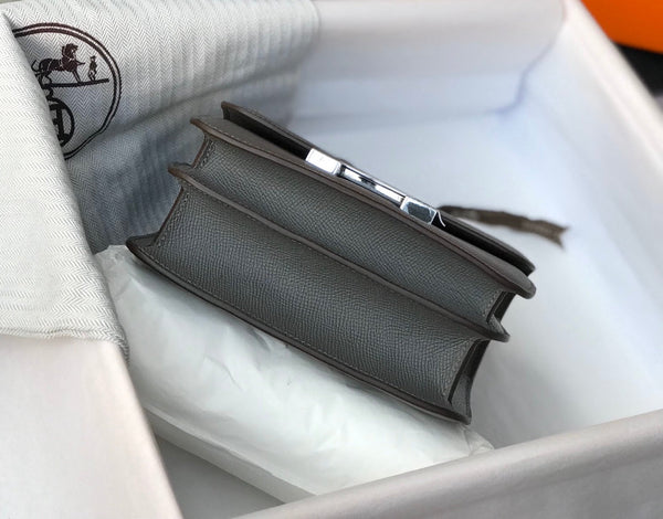 HM CONSTANCE BAG GREY EPSOM LEATHER SILVER HARDWARE