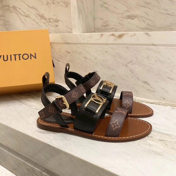 LV Academy Flat Sandal Dark Brown Cowhide