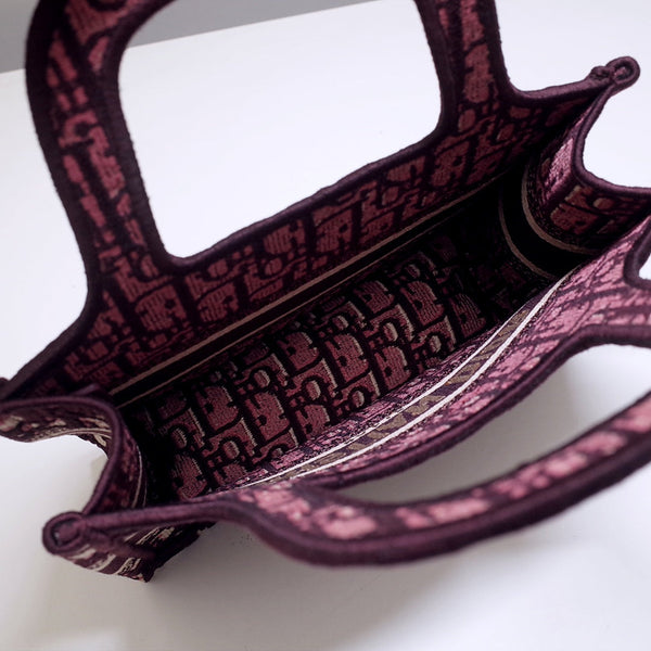 borsa porta cd mini 23 cm in tela ricamata beige bordeaux