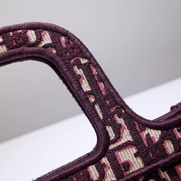 borsa porta cd mini 23 cm in tela ricamata beige bordeaux