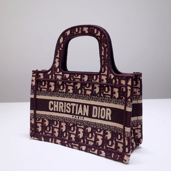 borsa porta cd mini 23 cm in tela ricamata beige bordeaux