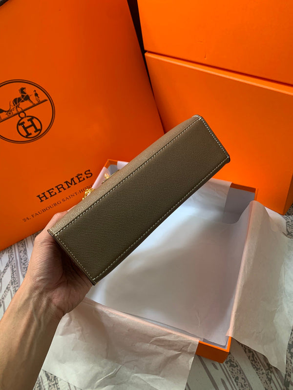 HM KELLY MINI POCHETTE 22 ASH BROWN EPSOM