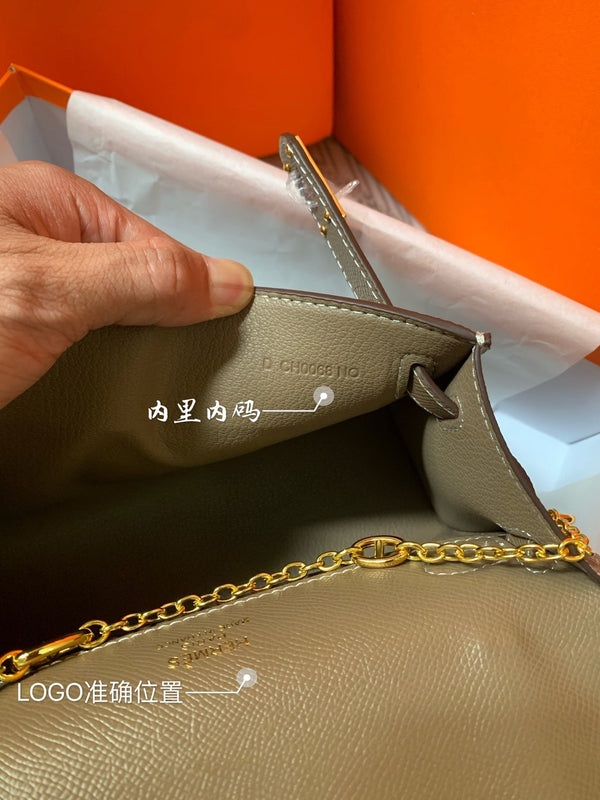 HM KELLY MINI POCHETTE 22 ASH BROWN EPSOM