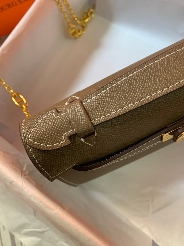 HM KELLY MINI POCHETTE 22 ASH BROWN EPSOM