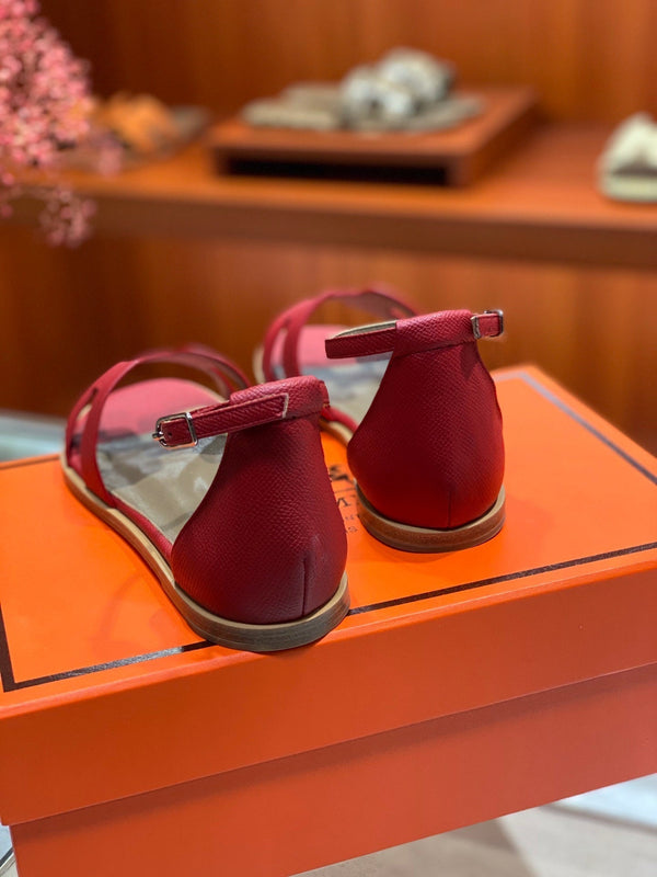 SANDALO SANTORINI IN PELLE DI VITELLO CILIEGIA