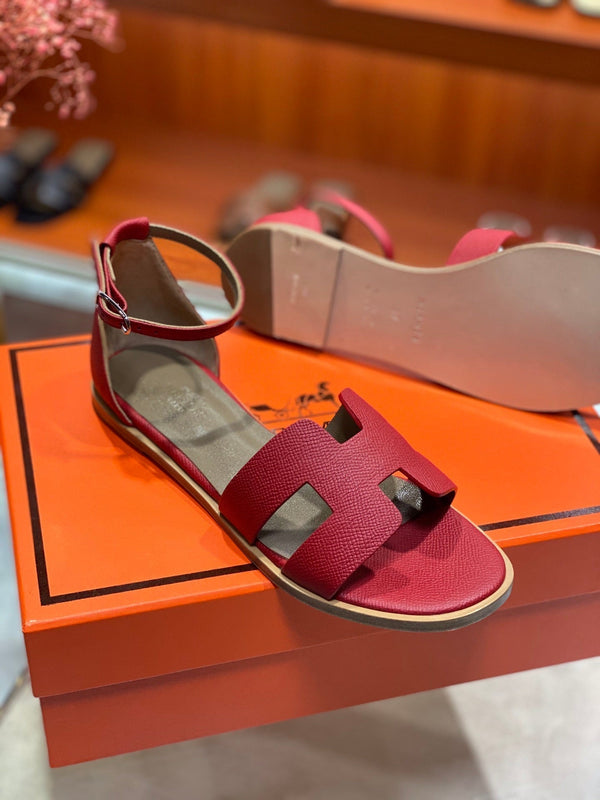 SANDALO SANTORINI IN PELLE DI VITELLO CILIEGIA