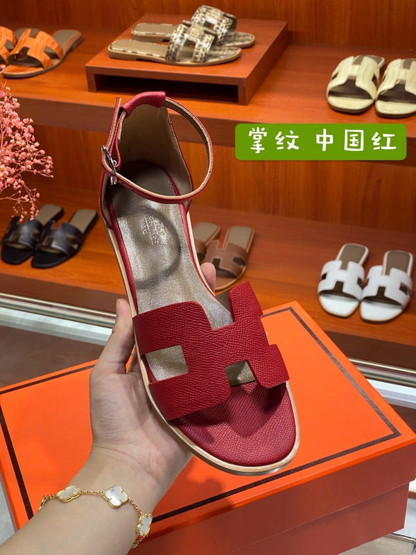 SANDALO SANTORINI IN PELLE DI VITELLO CILIEGIA