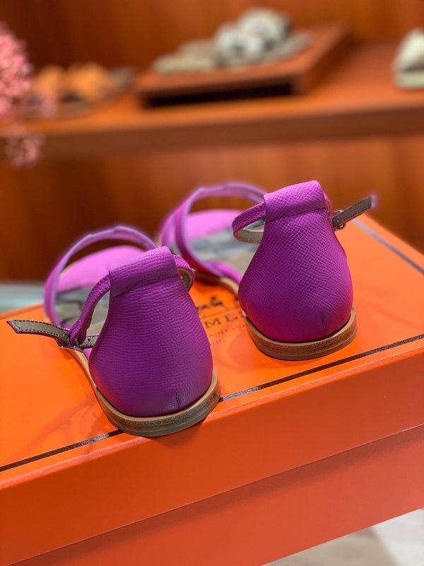 SANDALO SANTORINI ROSSO VIOLA IN PELLE DI VITELLO