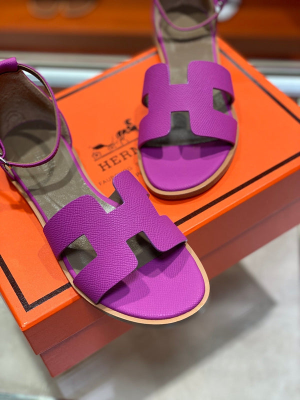 SANDALO SANTORINI ROSSO VIOLA IN PELLE DI VITELLO