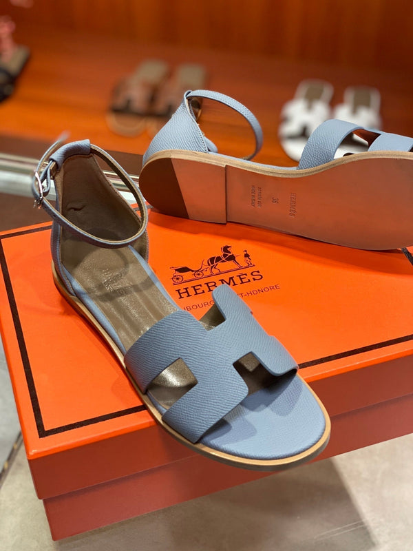 SANDALO SANTORINI IN PELLE DI VITELLO ZAFFIRO