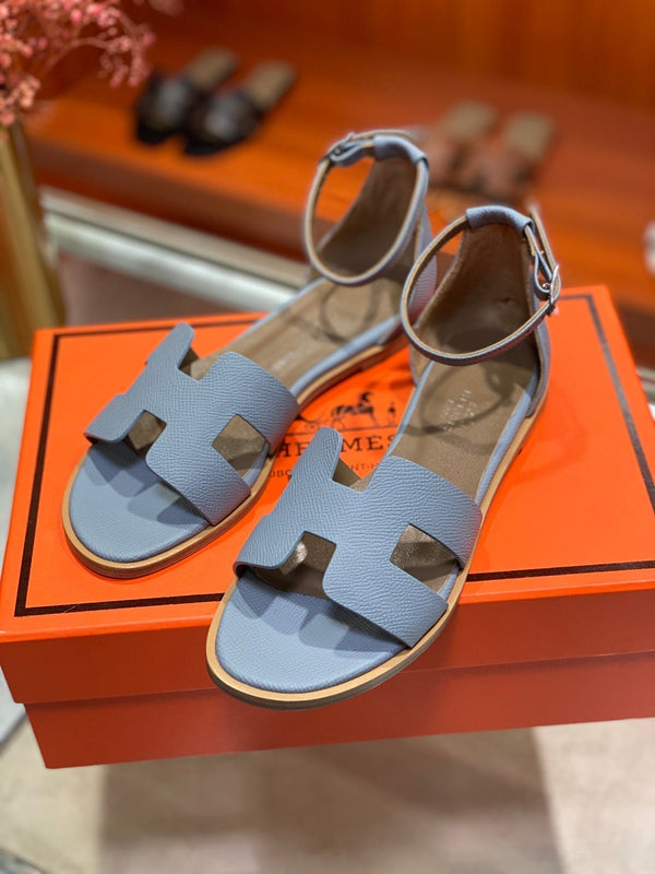 SANDALO SANTORINI IN PELLE DI VITELLO ZAFFIRO