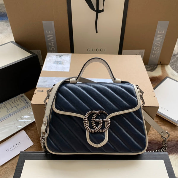 BORSA A MANO GG MARMONT MINI 21 IN PELLE DI VITELLO BLU NOTTE