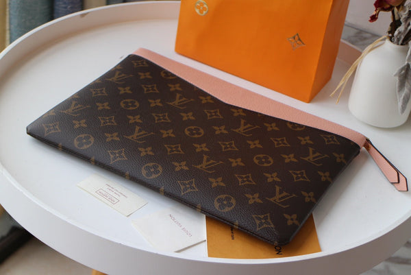 LV M62048 Daily Pouch Brown Ballet Pink Monogram Canvas & Cowhide