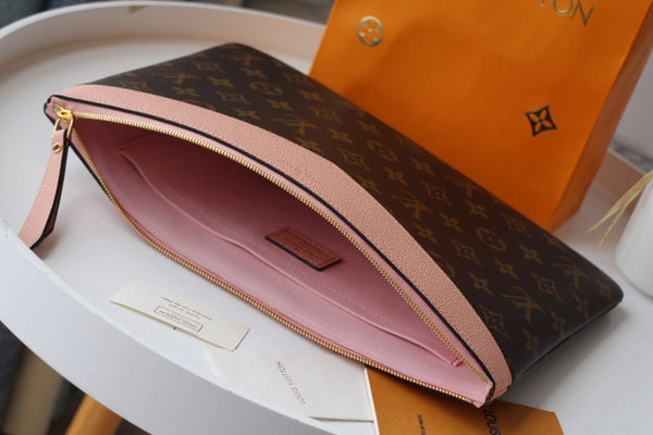 LV M62048 Daily Pouch Brown Ballet Pink Monogram Canvas & Cowhide