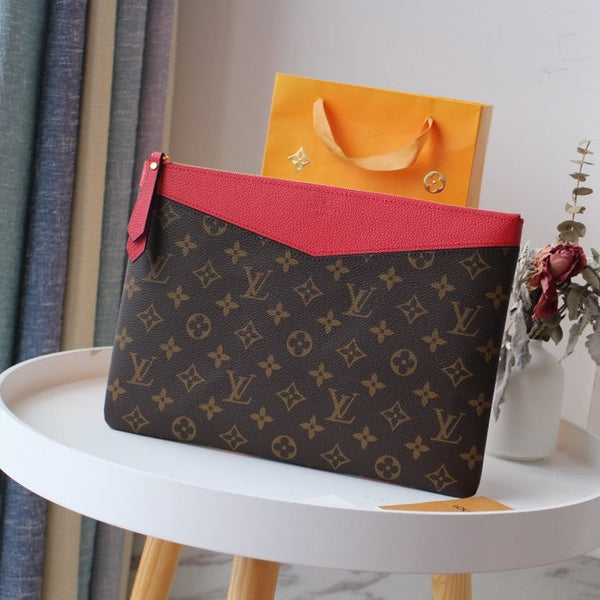 LV M62048 Daily Pouch Brown Red Monogram Canvas & Cowhide