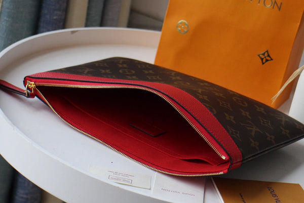 LV M62048 Daily Pouch Brown Red Monogram Canvas & Cowhide