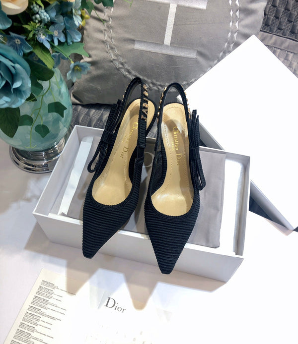 JAdior slingback pumps 65 all black embroidered cotton