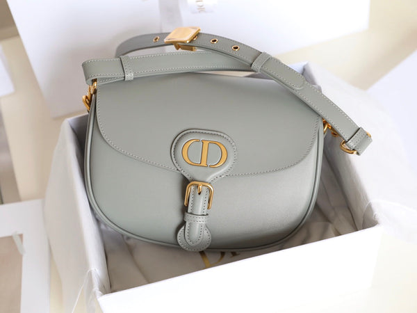 CD BOBBY MEDIO 22CM PELLE DI VITELLO GRIGIO SCURO FERRAMENTA ORO