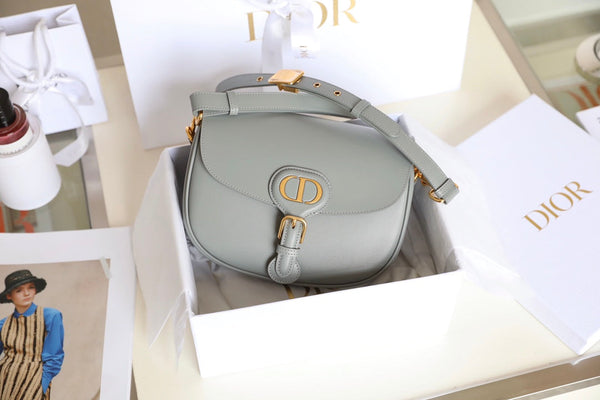 CD BOBBY MEDIO 22CM PELLE DI VITELLO GRIGIO SCURO FERRAMENTA ORO