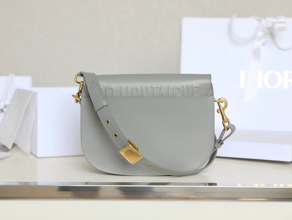 CD BOBBY MEDIO 22CM PELLE DI VITELLO GRIGIO SCURO FERRAMENTA ORO