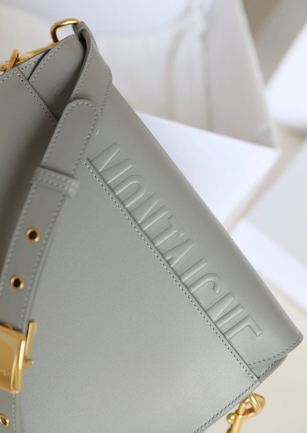 CD BOBBY MEDIO 22CM PELLE DI VITELLO GRIGIO SCURO FERRAMENTA ORO