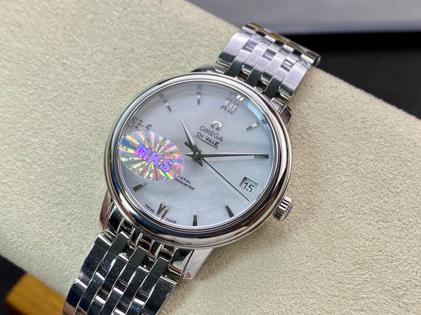 Omega De Ville 32,7 mm quadrante bianco argento