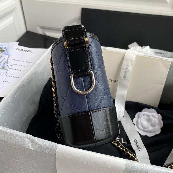 Chanel 25 Gabrielle Black Blue 20cm Calfskin 289507