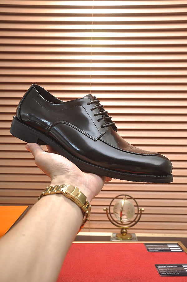 HM BUSINESS LACE UP SHOES GLOSSY BLACK CALFSKIN