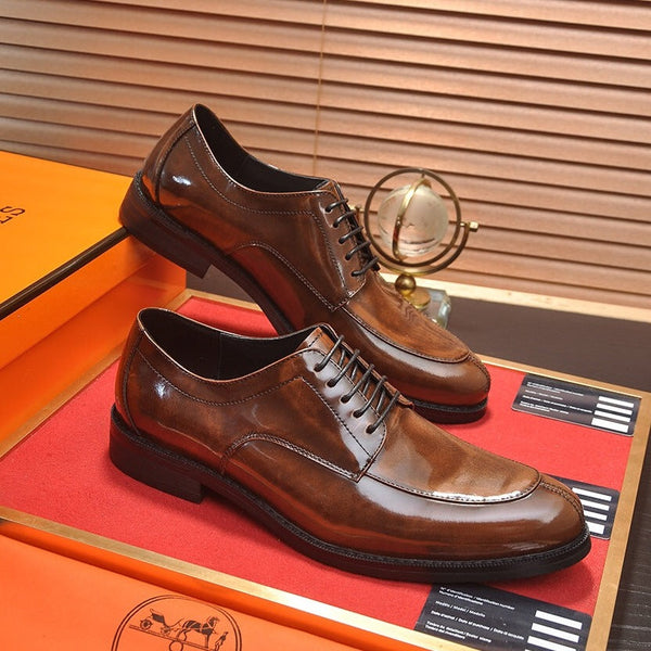 SCARPE ALLACCIATE HM BUSINESS IN PELLE DI VITELLO CARAMELLO