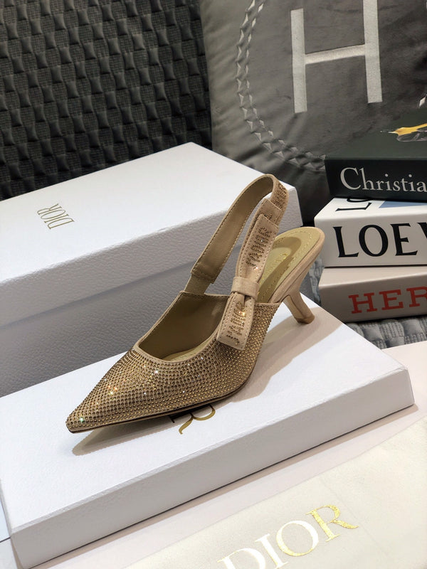 JAdior slingback pump 65 beige full diamond crystal and seude