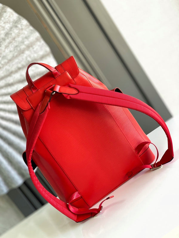 ZAINO PICCOLO LV x SUPREME CHRISTOPHER 47 IN PELLE DI VITELLO EPI ROSSA