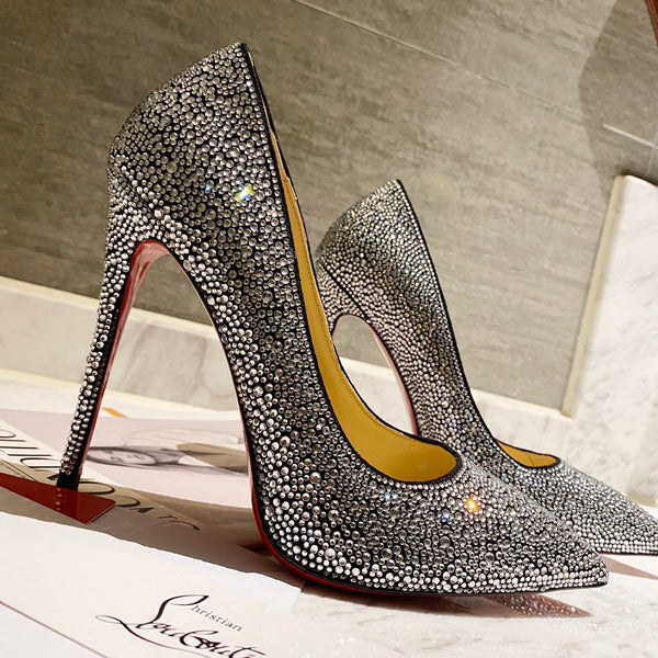 CL Strass Degrade Pumps 100mm Suede Black