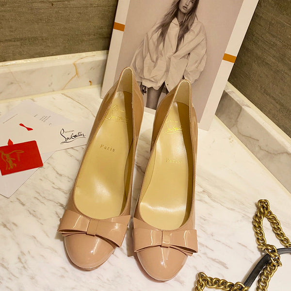 CL Simplenodo Bow Pumps 85mm Patent Leather Nude