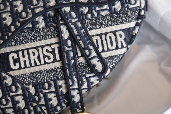 CD Oblique Saddle Bag Blue Canvas