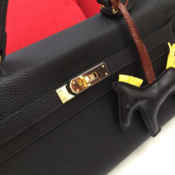 HM SHOULDER BAG 35 BLACK TOGO GOLD HARDWARE