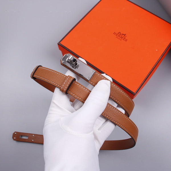 cintura hm kelly 18mm in pelle di vitello dorata con fibbia argentata