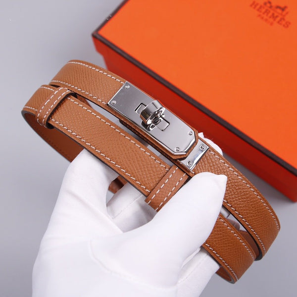 cintura hm kelly 18mm in pelle di vitello dorata con fibbia argentata