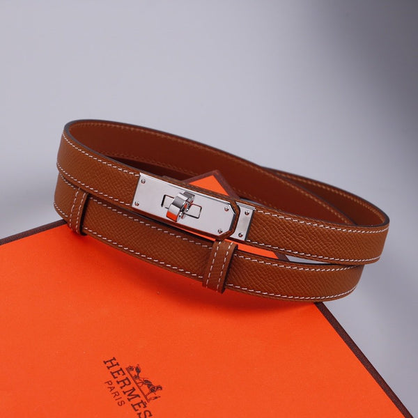 cintura hm kelly 18mm in pelle di vitello dorata con fibbia argentata