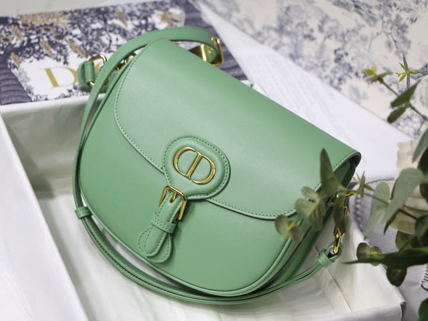 MEDIUM CD BOBBY 22CM BLUE GREEN CALFSKIN GOLD HARDWARE