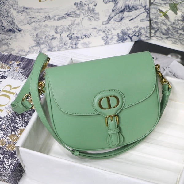 MEDIUM CD BOBBY 22CM BLUE GREEN CALFSKIN GOLD HARDWARE