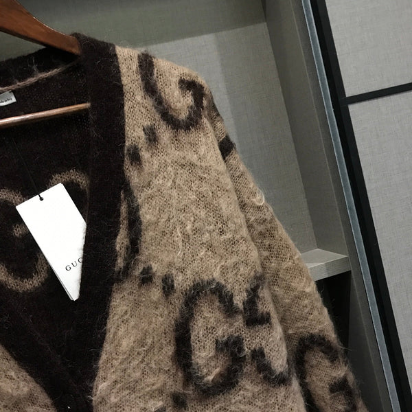 Gucci Cardigan Brown Mohair Wool Blend 306026