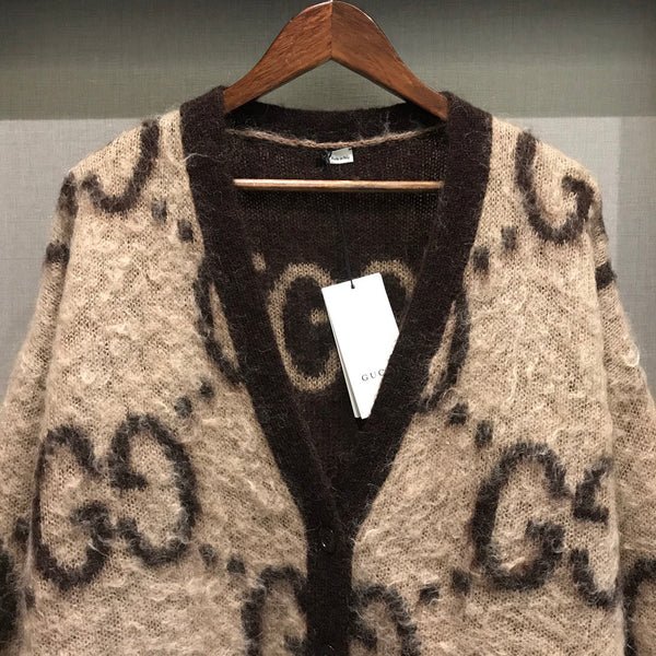 Gucci Cardigan Brown Mohair Wool Blend 306026