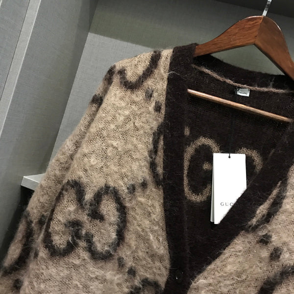 Gucci Cardigan Brown Mohair Wool Blend 306026