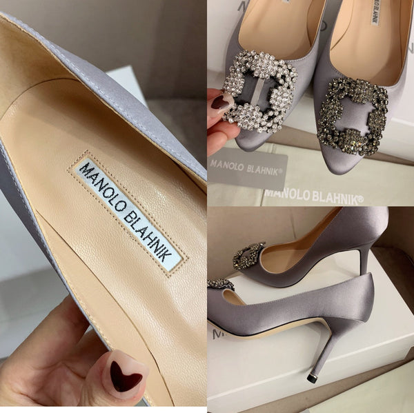 Hangisi Lilac Satin Crystal Embellished Pumps 700529