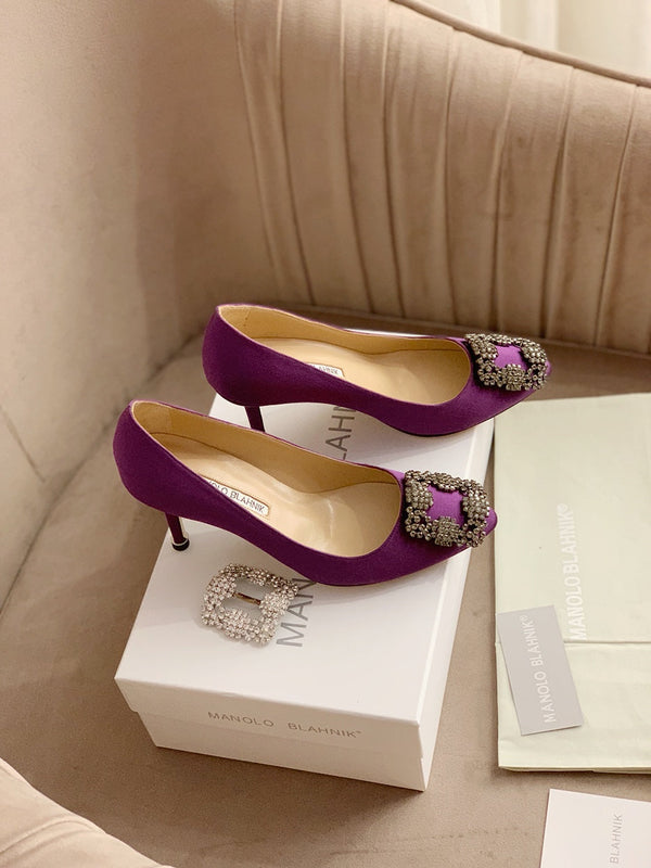 Hangisi Fuchsia Satin Crystal Embellished Pumps 700533