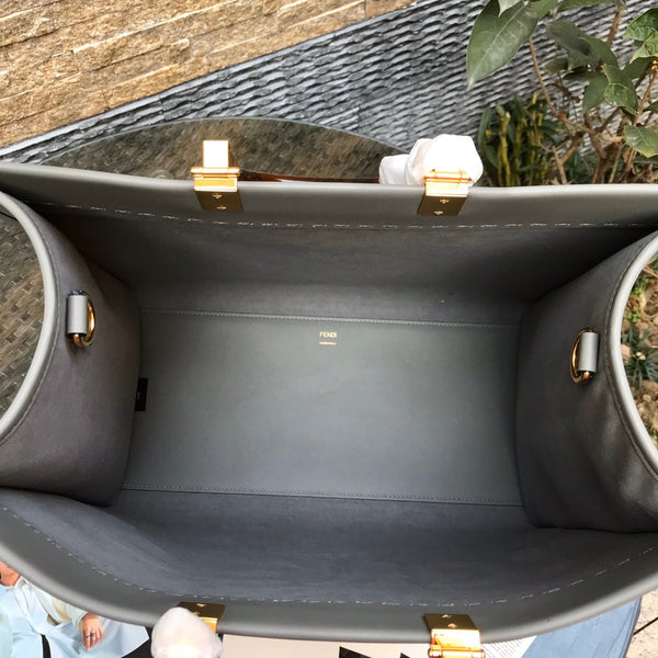 Fend Sunshine Large Bag 40.5 Grey Leather