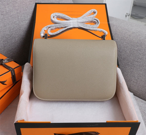 HM CONSTANCE BAGS 19 KHAKI EPSOM SILVER HARDWARE