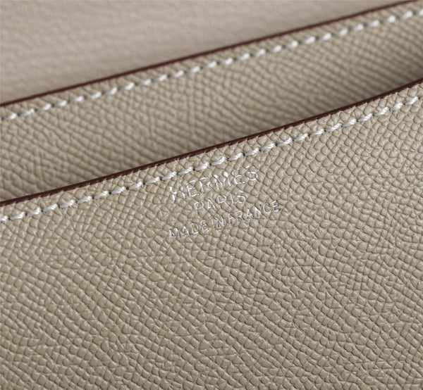 HM CONSTANCE BAGS 22 KHAKI EPSOM SILVER HARDWARE