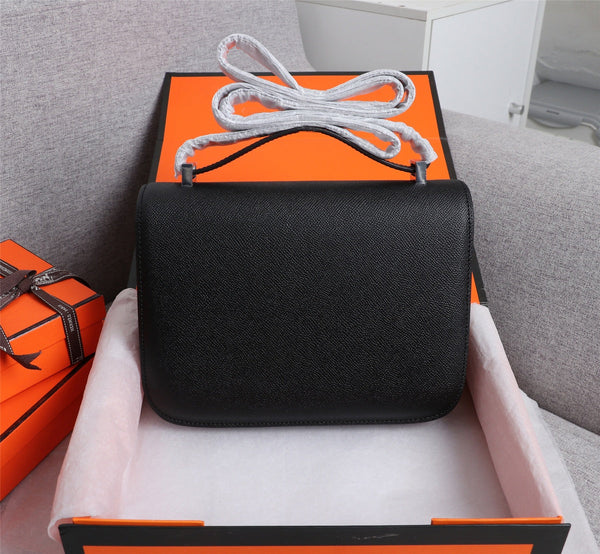 BORSE HM CONSTANCE 22 NERO EPSOM ARGENTO FERRAMENTA